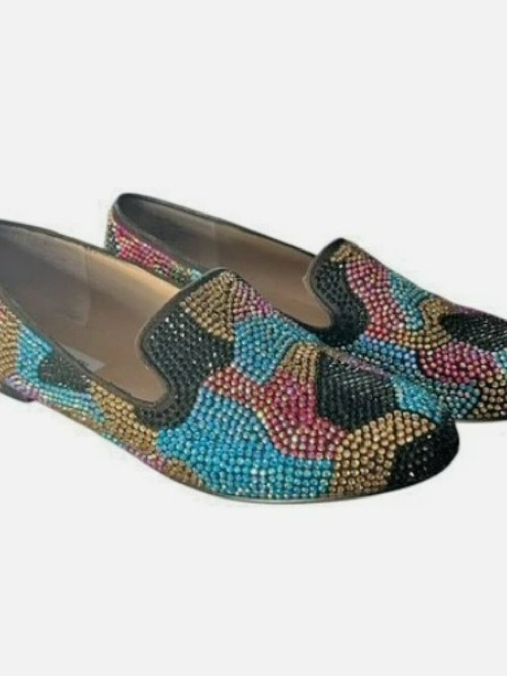Steve Madden Women's Leather Loafer Concord Multicolor Rhinestone Flats Size 8 - Picture 8 of 9